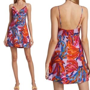 Farm Rio Colored Banana Wrap Mini Dress Linen